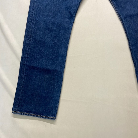 Levi's 501 Original Fit Jeans Mens 42x32 Dark Blue Denim Straight Leg Stretch - Picture 9 of 11